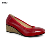 Giày Búp Bê Đế Xuồng Da Thật AD by Sulily màu đỏ mang êm chân