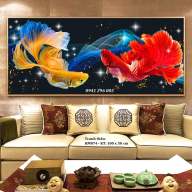 [Mẫu mới, tranh chưa thêu] Tranh thêu kín Đôi Cá Tài Lộc Phú Quý - Kích thước 100x50cm thumbnail