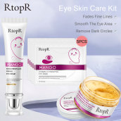 RtopR Bộ sản phẩm chăm sóc da giảm nhăn và quầng thâm đồng thời dưỡng ẩm cho mắt từ xoài+kem dưỡng trắng vùng da quanh mắt+5 mặt nạ mắt chiết xuất xoài - INTL