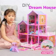 Bộ đồ nội thất nhà búp bê Barbie dành cho bé gái, bộ đồ nội thất mô phỏng ngôi nhà mơ ước với ba tầng đầy đủ trang thiết bị - INTL thumbnail