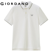GIORDANO Men Polo Shirts Classic Collar Stretchy Pique Polo Shirts Contrast Edge Small Embroidery Casual Polo Shirts 01012391