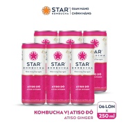Lốc 6 lon trà STAR KOMBUCHA Atiso đỏ Atiso Ginger (250ml lon) - Trà lên men vi sinh chứa probiotics giúp bảo vệ sức khoẻ, thanh lọc toàn diện, tăng đề kháng dùng cho mọi lứa tuổi, Chứng Nhận FDA tiêu chuẩn Mỹ thumbnail