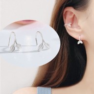 Bông tai bạc S925 - Hoa tai bạc Ý kẹp vành hình lá đôi cá tính Vườn Trang Sức thumbnail