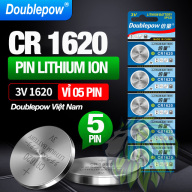 Pin nút CR1620 3V (Vỉ 5Pin) dung lượng cao Doublepow - Pin cút áo 1620 cho đồng hồ kỹ thuật số, chìa khóa xe, van cảm biến áp suất lốp, bút laser, thiết bị thể dục và các thiết bị y tế thumbnail