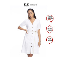 Đầm Trắng Cài Nút Trước Thắt Eo K&K Fashion HL16-19 Chất Liệu Linen thumbnail