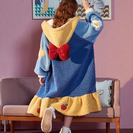 Yinlmall áo ngủ thiết kế thời trang ấm áp đồ ngủ hoạt hình thêu chữ hoa lông cừu san hô áo choàng tắm cho nữ đồ mặc nhà phong cách hàn quốc 5