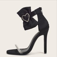 [HCM](Bảo hành 12 tháng) Giày sandal cao gót nữ quai trong kết xoàn phối nơ trái tim-Giày cao gót 10cm- Giày nữ gồm 2 màu Tím và Đen- Linus LN309 thumbnail