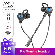 Mini Born tai nghe có dây tai nghe gaming In Ear Headphones Wireds Headset Noise Cancelling Stereo Computer Gamer Headphones with Dual Mic for Mobile Phone PS4 New Xbox One Free Case thumbnail