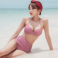 Bộ Bikini Xẻ Eo Cao Ôm Ngực Nhỏ Đi Biển Mùa Xuân Nóng Bỏng Mới 2021 Đồ Bơi Nữ thumbnail