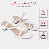 Dép cao gót thời trang Erosska xỏ ngón phối dây phong cách Hàn Quốc cao 3cm màu trắng - EM066