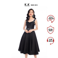 Váy Đầm Hai Dây Dự Tiệc K&K Fashion HL15-01 Màu Đen Chất Liệu Phi Hai Da thumbnail
