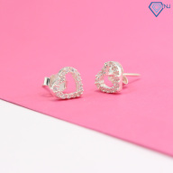 Khuyên tai nữ bạc 925 hình trái tim đính đá BTN0052 -Trang Sức TNJ thumbnail