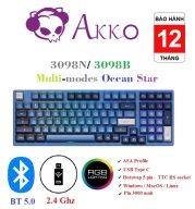 Phím cơ không dây AKKO 3098N 3098B Multi-modes Ocean Star RGB BT 5.0 Wireless 2.4Ghz Hotswap thumbnail