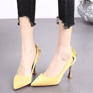 [HCM](Bảo hành 12 tháng)Giày cao gót nữ gót kim loại khoét eo đính nơ hậu cao cấp - Giày nữ gót cao 7cm - Giày bít mũi da mềm 3 màu Đen - Trắng - Vàng - Linus LN300 thumbnail
