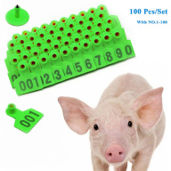 Cái bộ 100 Nhãn Dán Tai Heo Thẻ Đeo Tai Chăn Nuôi Bằng Nhựa Vừa Màu Xanh Lá Cây Cho Thẻ Tai Lợn Lợn Với Số 001-100 (Lợn Bò) thumbnail