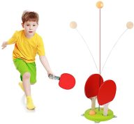 Bộ đồ chơi bóng bàn cho bé ( gồm 3 banh, 4 chân hít, 1 đế, 2 vợt cán gỗ ) - dụng cụ tập đánh bóng bàn thumbnail