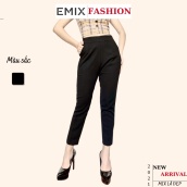 Quần tây nữ baggy lưng chun EMIX (màu đen), dáng dài, cạp cao, ôm dáng, vải sạn mềm, đứng form, không bai xù