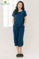 Bộ đồ lanh Việt Thắng mặc nhà nữ quần lửng, áo cộc tay B06.2131 - Chất liệu mềm, nhẹ, thoải mái thumbnail