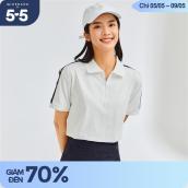 Áo thun nữ POLO ngắn tay với màu tương phản cá tính cổ xẻ khóa kéo chất 100% cotton thoải mái mùa hè GIORDANO Free Shipping 13312201