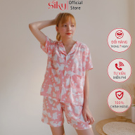 Bộ ngủ pijama nữ bò sữa chất lụa Hàn siêu mềm mại - SIKY HX05 thumbnail