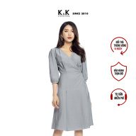 Đầm Công Sở Nữ Dáng Chữ A K&K Fashion KK106-13 Xanh Tay Lỡ Cổ V thumbnail