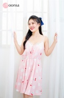 Đầm ngủ nữ vải tole Cherry Hồng Phấn [Moonsa] thumbnail