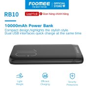 Pin Sạc Dự Phòng 10000mAh FOOMEE RB10 - Bảo Hành 1 Đổi 1 Trong 12 Tháng - Đầu Ra 2 Cổng Sạc Nhanh 2.4A Dùng Cho IOS Và Android thumbnail