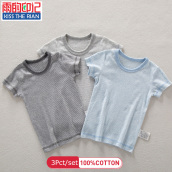 3Pcs Sọc Cậu Bé Ngắn Tay Áo T-Shirt Mỏng Mùa Hè Trẻ Em Hàng Đầu Của T-Shirt Trẻ Em Đáy Áo Sơ Mi 6 Tháng-8 Tuổi