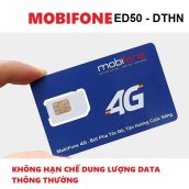 SIM 3G 4G MOBI DE50 DTHN FULL KHÔNG GIỚI HẠN DATA CHỈ 50K THÁNG lướt web thả ga không lo về phí