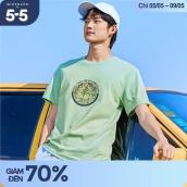 Áo thun nam T-shirt cổ tròn ngắn tay phối họa tiết chất 100% cotton thoải mái trẻ trung mùa hè Giordano Free Shipping 91092020