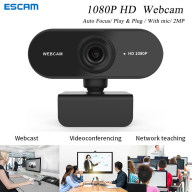 Webcam Phát Trực Tuyến ESCAM 1080P Full HD Với Đèn Vòng Tròn Và Micro Kép Tự Động Lấy Nét USB Camera Web Có Thể Điều Chỉnh Độ Sáng, Webcam Cho PC Macbook Máy Tính Xách Tay Máy Tính Để Bàn Full Hd thumbnail