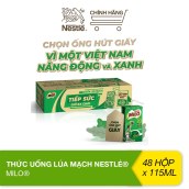 [Phiên bản ống hút giấy] Sữa Milo lúa mạch Nestlé thùng 48 hộp (48x115ml)
