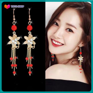 Bông tai nữ dáng dài khuyên tai nữ hình hoa màu đỏ sang chảnh cá tính phong cách Hàn Quốc siêu dễ thương BSTKD - [ToTo Shop] thumbnail