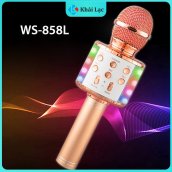 Míc hát karaoke kết nối bluetooh không dây ws858L Đèn Led nháy theo nhạc hiệu ứng sinh động Kèm loa Âm vang Ấm mic hát karaoke cầm tay mini micro hát trên xe hơi mic hát karaoke