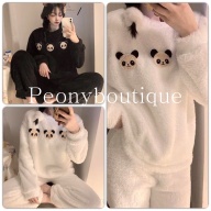 Set Bông Icon 3 Gấu PEONYB Nữ [FREESHIP] Bộ đồ ngủ mùa đông, sweater lông form rộng màu trắng đen cá tính Ulzzang thumbnail