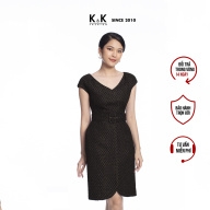 Đầm Ôm Công Sở Cổ V Phối Thắt Lưng K&K Fashion HL16-25 Màu Đen thumbnail
