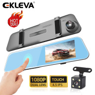 Ekleva Gương Full HD Dash Cam 1080P Màn Hình Cảm Ứng 4.3 Inch Xe Xe Đầu Ghi Hình Camer Chiếu Hậu Tự Động dash Cam Đầu Ghi DVR Camera Kép Registrator thumbnail