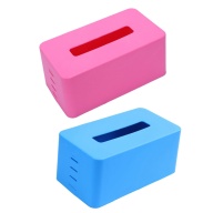 2 Pcs Rectangular Plastic Facial Tissue Napkin Box Toilet Paper Dispenser Case Holder Home Office Decoration 21.5X9.3X12Cm, Rose Red & Blue thumbnail