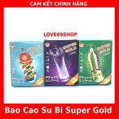 BỘ 3 BAO CAO SU SUPER GOLD gai,bi,râu mềm mại(3hop 6chiec)
