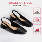 Giày cao gót thời trang Erosska mũi vuông phối dây quai mảnh kiểu dáng basic cao 5cm màu đen - EL013