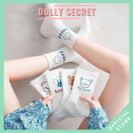 Tất cổ cao màu trắng hình gấu dễ thương cute phong cách Hàn Quốc chất liệu len cotton mềm mại cho nữ DOLLY SECRET T09 thumbnail