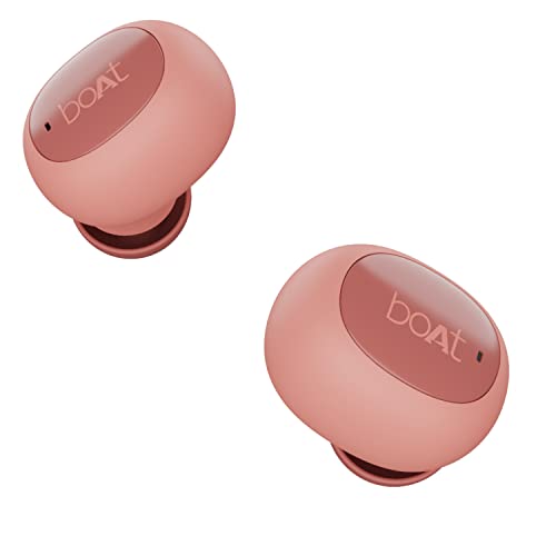 boAt Airdopes 121v2 TWS Earbuds with Bluetooth V5.0, Immersive Audio, Up to 14H Total Playback, Instant Voice Assistant, Easy Access Controls with Mic and Dual Tone Ergonomic Design(Cherry Blossom)