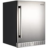 VEVOR 24'' Built-in Beverage Cooler, 5.3 cu.ft. Stainless Steel Beverage Refrigerator with Embraco...