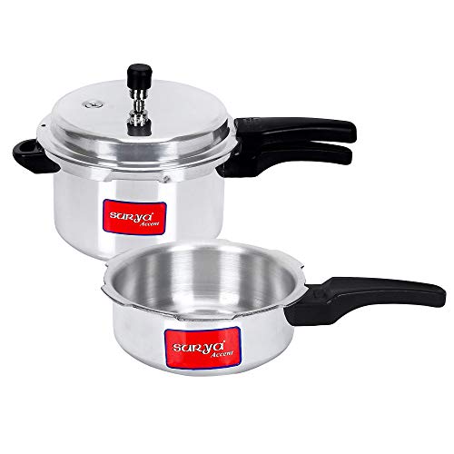 Surya Accent Pressure Cookers (Combo of 2, Silver)