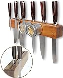 Premium 16 inch Magnetic Knife Holder for Wall with Double Storage & Charming Wood - Knife Magnetic...