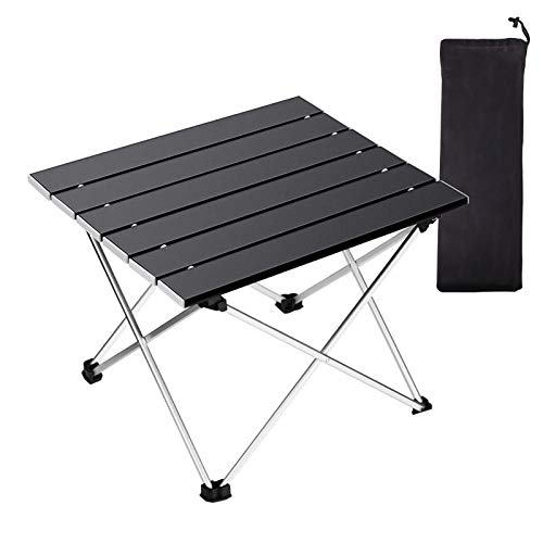 Portable Camping Table 1 Pack,Folding Side Table Aluminum Top for Outdoor Cooking, Hiking, Travel, Picnic(Black,Small)