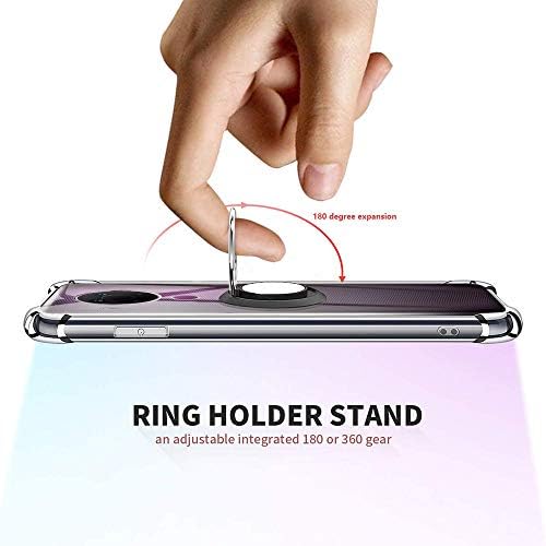 for Nokia 5.4 Case, Nokia 3.4 Case with Tempered Glass Screen Protector Clear Soft Shockproof Protective Phone Case Cover with 360 Degree Rotating Holder Kickstand for Nokia 5.4 / Nokia 3.4,Clear