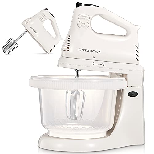 2 in 1 Hand Mixers Kitchen Electric Stand mixer with bowl 3 Quart, electric mixer handheld for Everyday Use, Dough Hooks & Mixer Beaters for Frosting, Meringues & More											