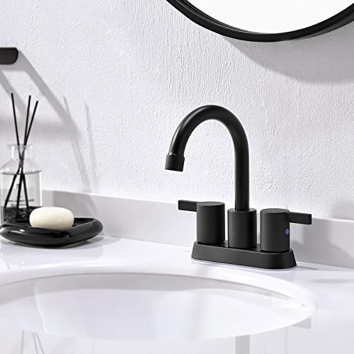 4 Inch 2 Handle Centerset Matte Black Lead-Free Bathroom Faucet