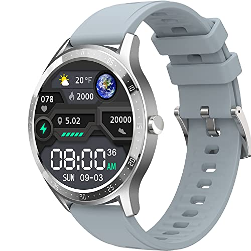 Fire-Boltt 360 SpO2 Full Touch Large Display Round Smartwatch with in-Built Games, 8 Days Battery Life, IP67 Water Resistant with Blood Oxygen & Heart Rate Monitoring, Grey, M (Model Number: BSW003)